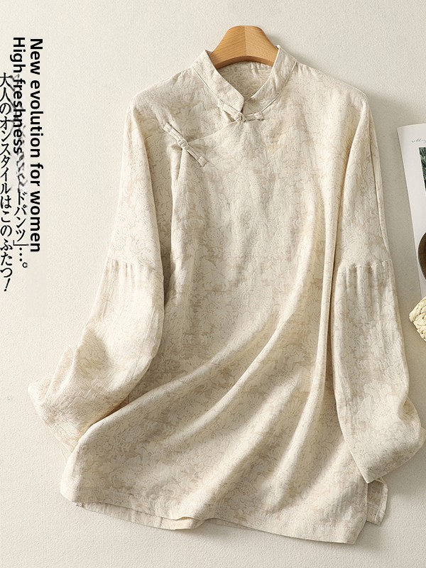 Embroidery Cotton Shirt - Retro Floral Embroidery Cotton Linen Shirt