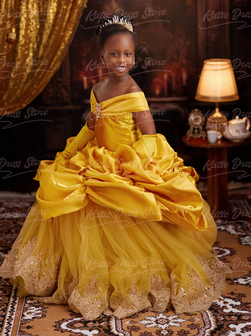 Customized Yellow Princess Flo - Embroidery Yellow Dress 评论和价格