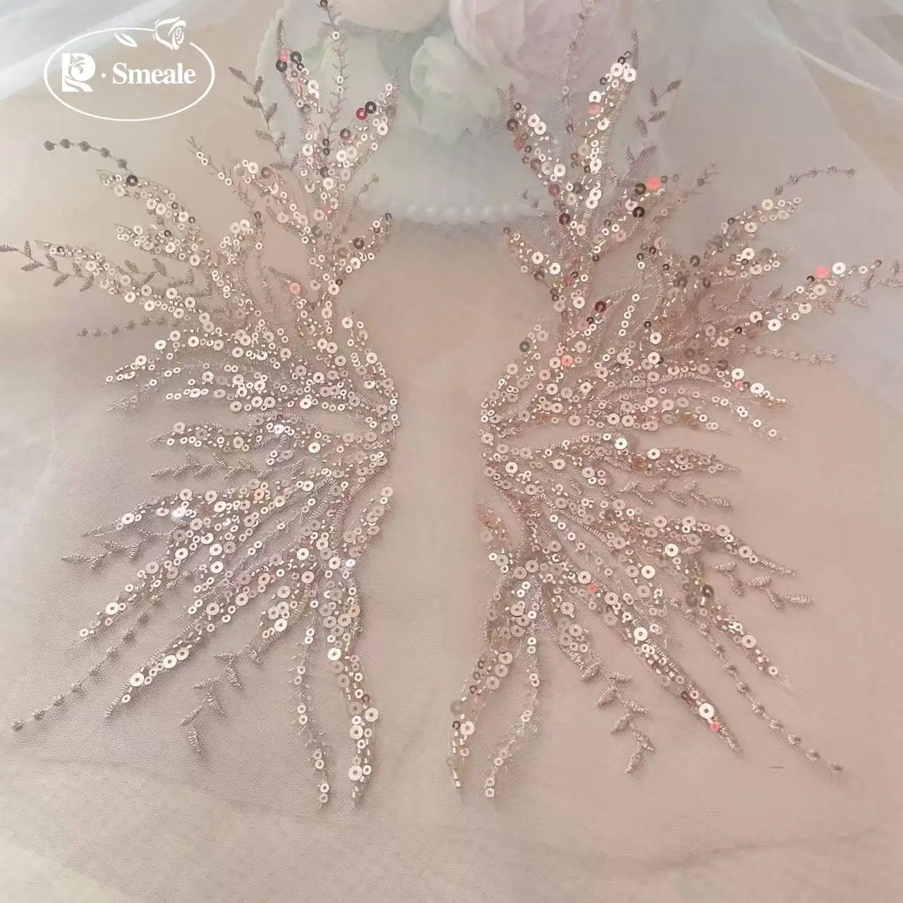 5Pair-2Pair.Rose Gold Sequin T - Embroidery Rose 评论和价格