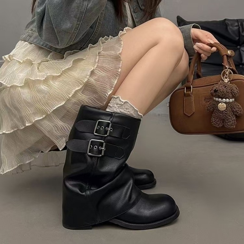 Women Black Slouchy Mid Calf B - Embroidery Garments 评论和价格