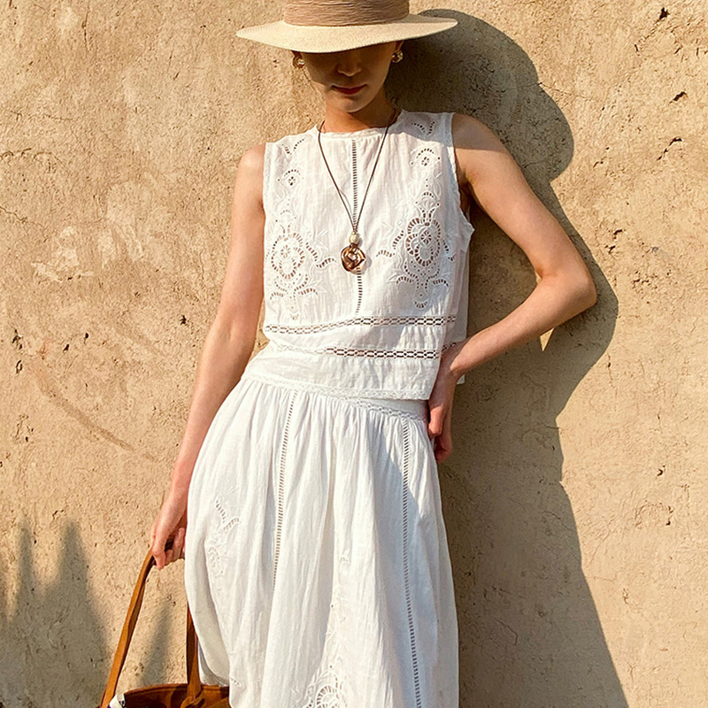 French Designer Boho White Cot - Embroidery Cotton Shirt 评论和价格