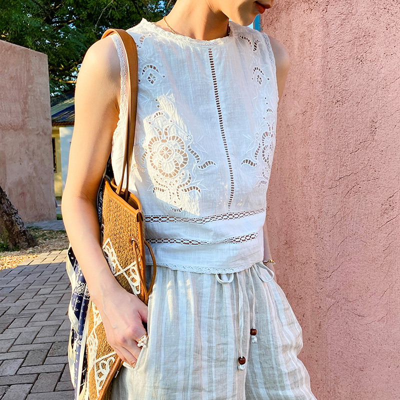 French Designer Boho White Cot - Embroidery Cotton Shirt 评论和价格