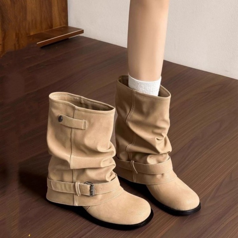 Women Round Toe Mid Calf Slouc - Embroidery Garments 评论和价格