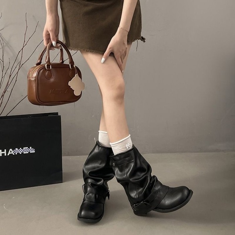 Women Round Toe Mid Calf Slouc - Embroidery Garments 评论和价格