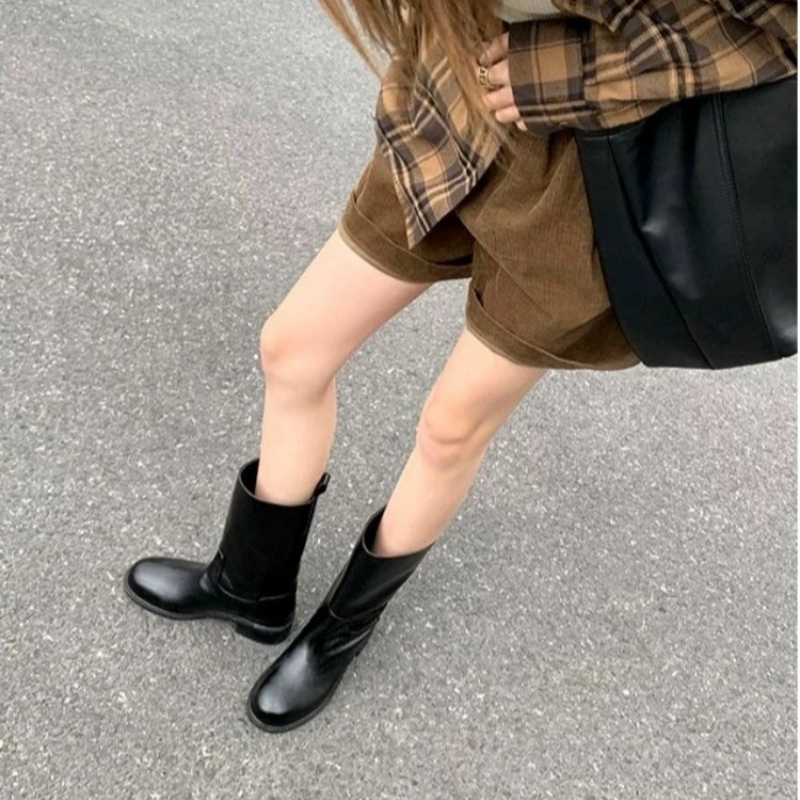 Women Round Toe Mid Calf Boots - Embroidery Garments 评论和价格