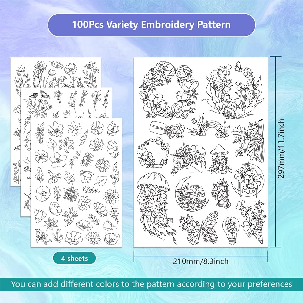4 Sheets Water Soluble Embroid - Embroidery Meaning 评论和价格