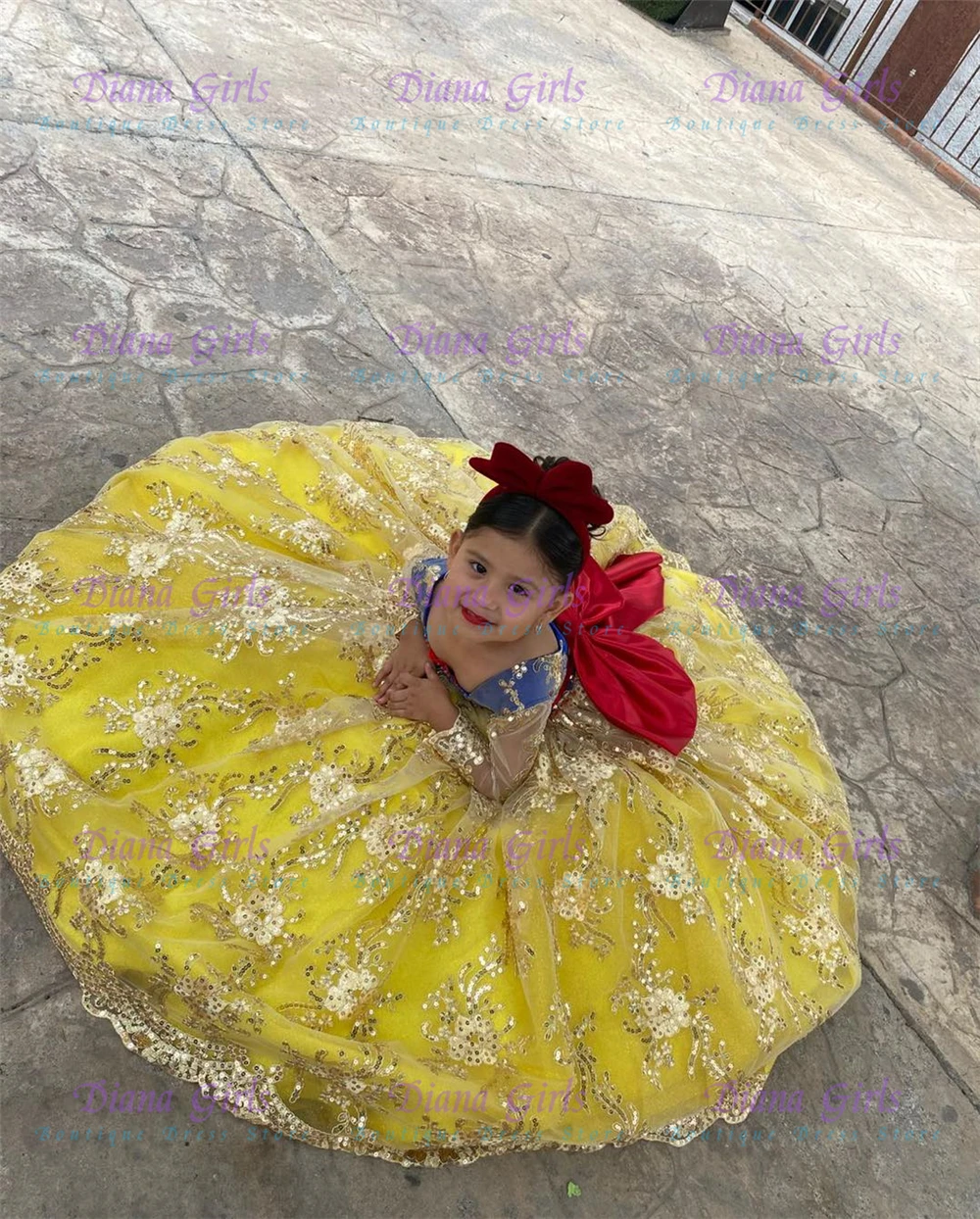 Quality Lovely Yellow Tulle Fl - Embroidery Yellow Dress 评论和价格