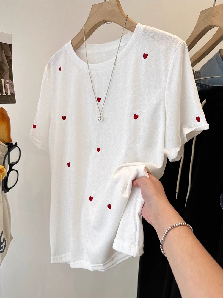 plus Size 240 Pounds Love Embr - Embroidery Cotton Shirt 评论和价格