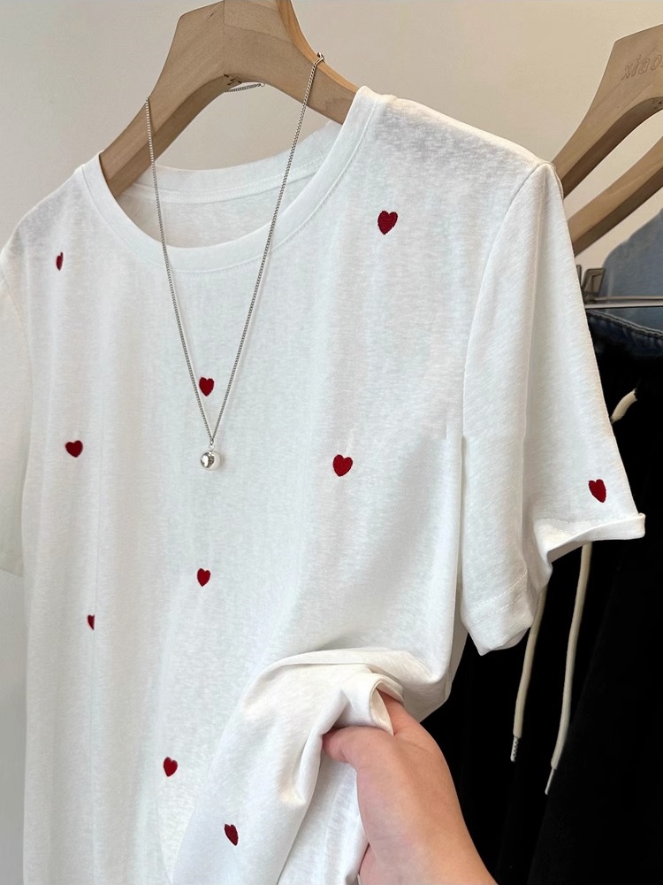 plus Size 240 Pounds Love Embr - Embroidery Cotton Shirt 评论和价格