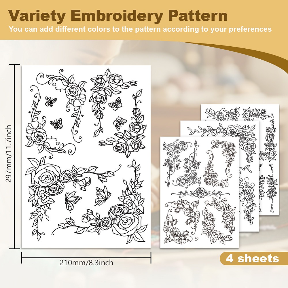 38Pcs Rose Lace 4 Sheets Water - Embroidery Rose 评论和价格