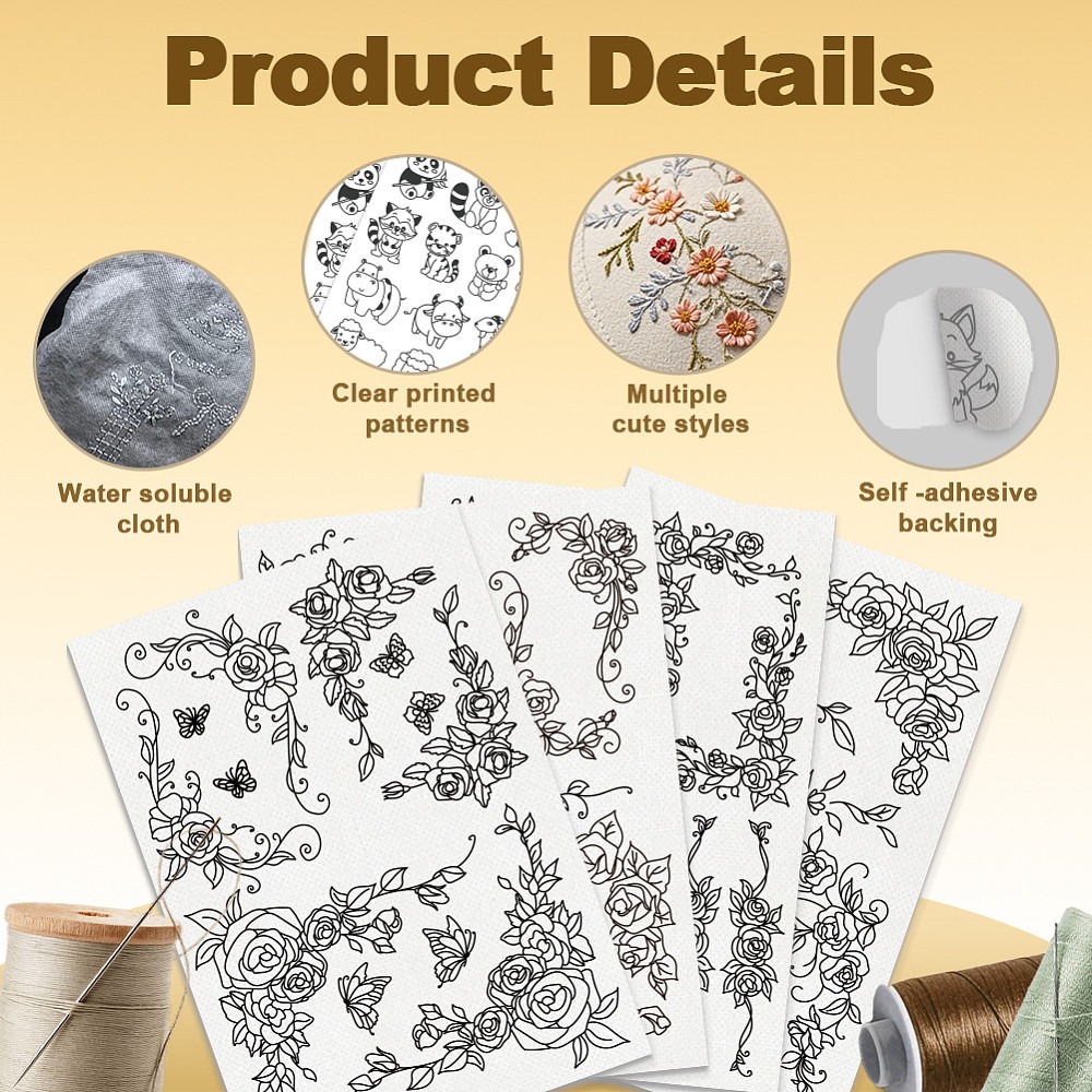 38Pcs Rose Lace 4 Sheets Water - Embroidery Rose 评论和价格