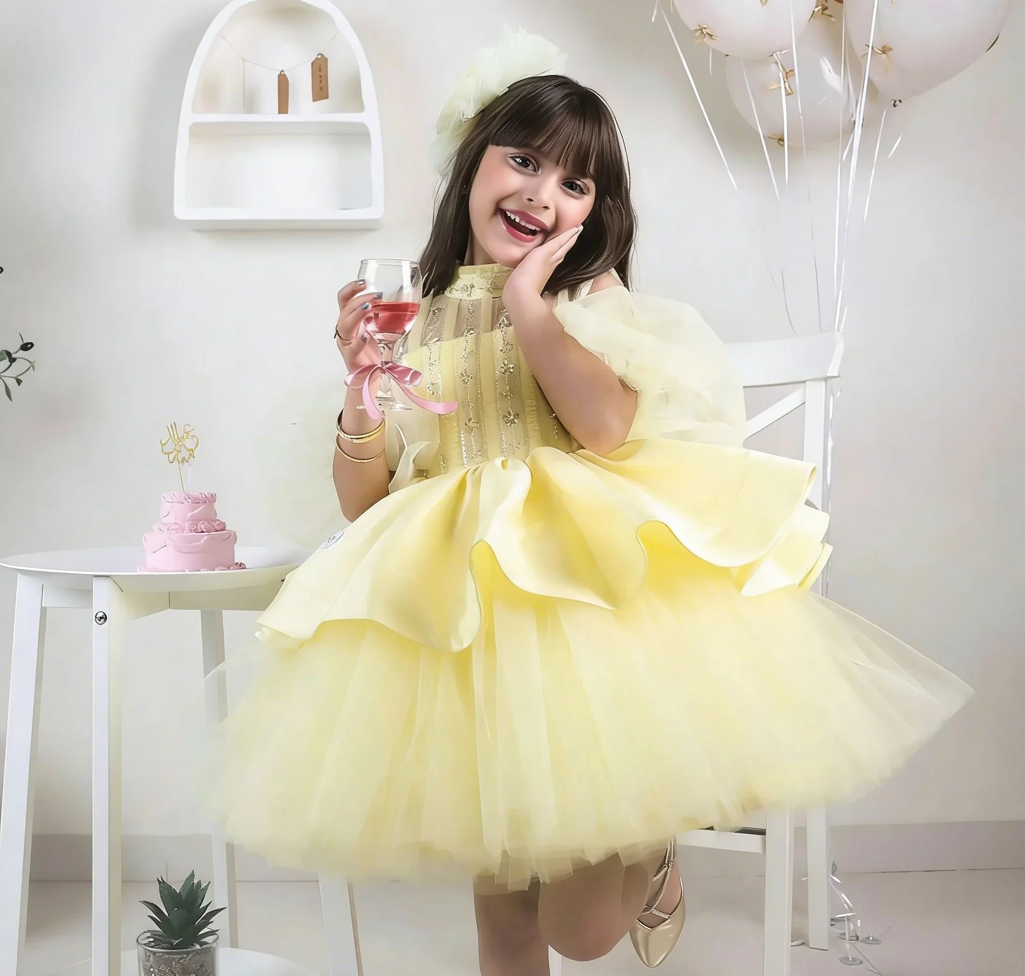 Yellow Flower Girl Dresses for - Embroidery Yellow Dress 评论和价格