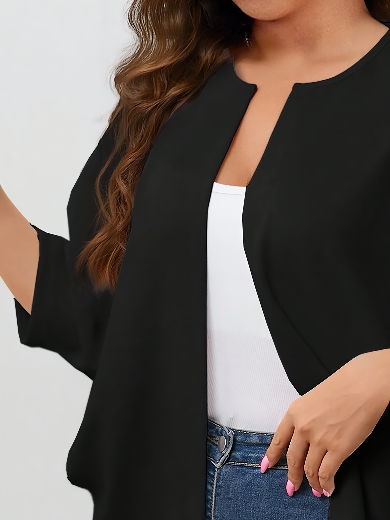 Plus Size Women's Open Front C - Embroidery Online 评论和价格