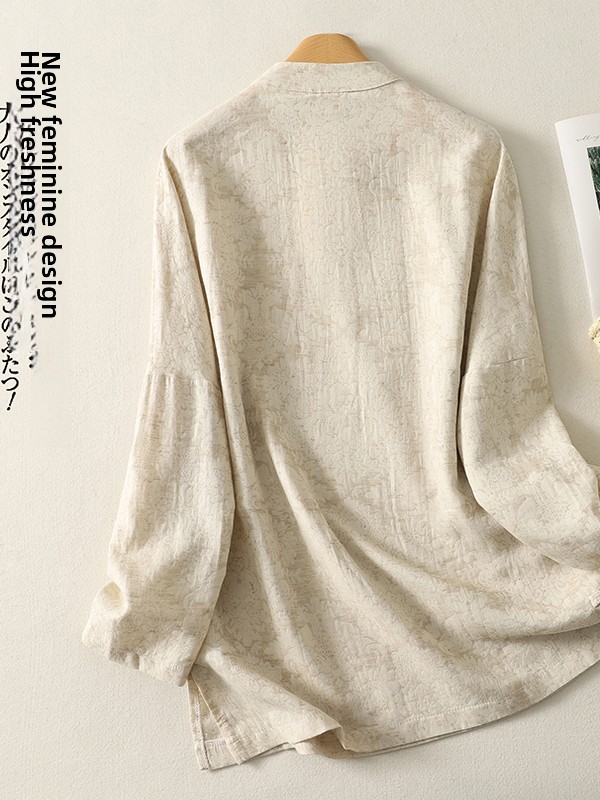 Retro Floral Embroidery Cotton - Embroidery Cotton Shirt 评论和价格