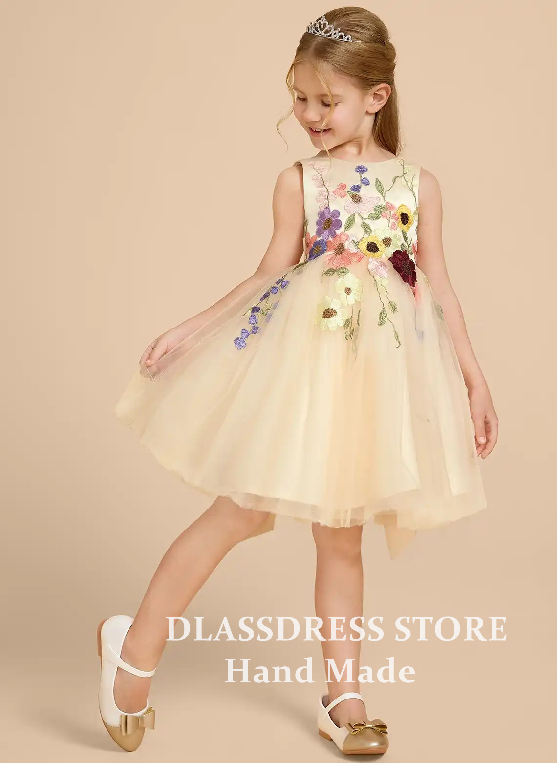 Customized Yellow Tulle Flower - Embroidery Yellow Dress 评论和价格