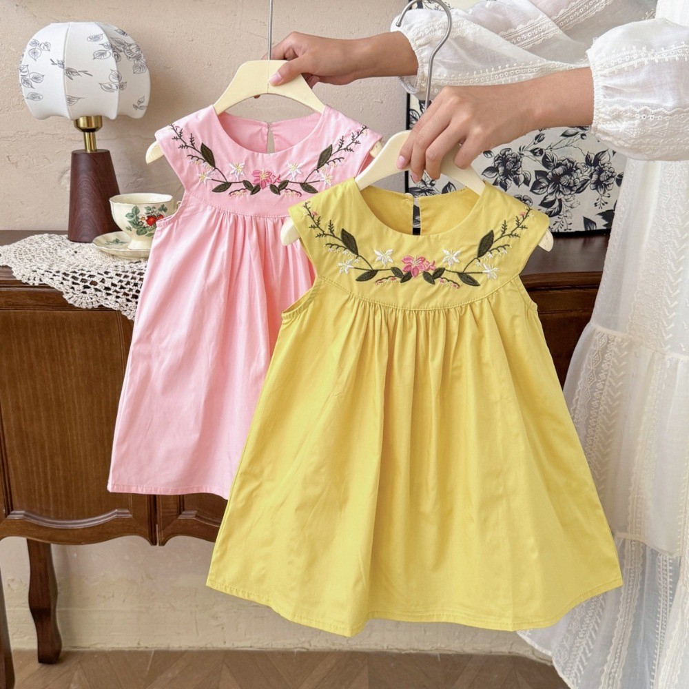 2-7-year-old Korean Version Su - Embroidery Yellow Dress 评论和价格